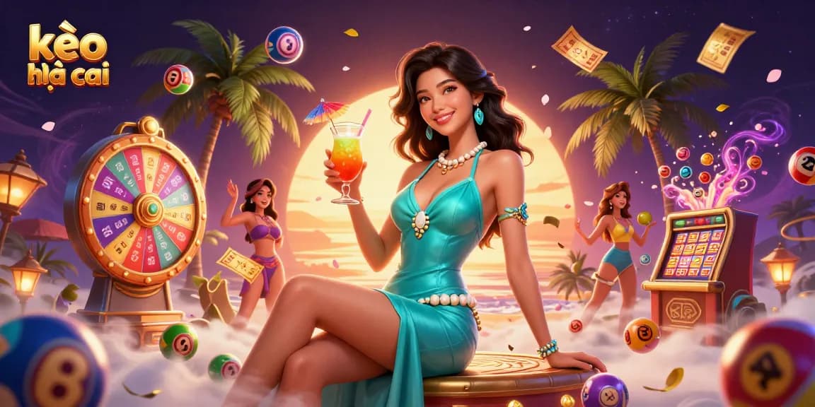 Engage with kèo nhà cái in a vibrant casino scene filled with colorful lottery elements.