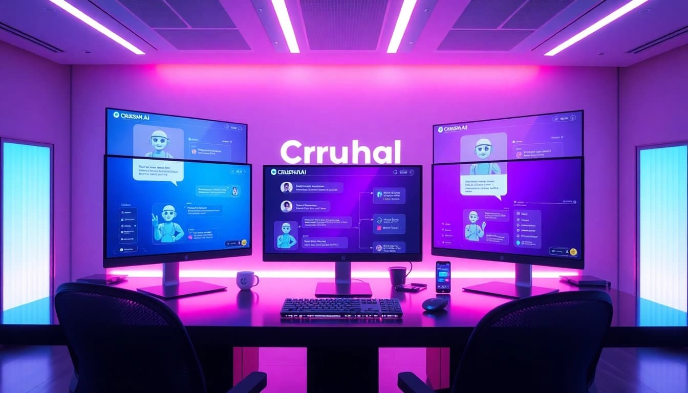 Interactive Crushon AI interface showcasing advanced chat features in a sleek digital workspace.