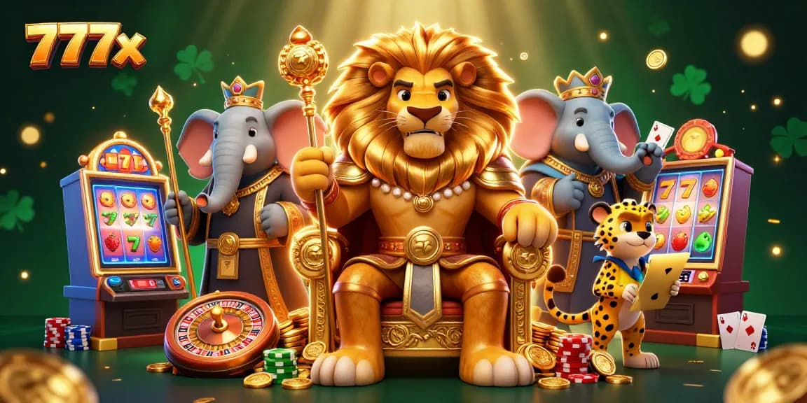 Experience exciting gameplay with 777x in an animated casino setting featuring vibrant slot machines and lively characters.