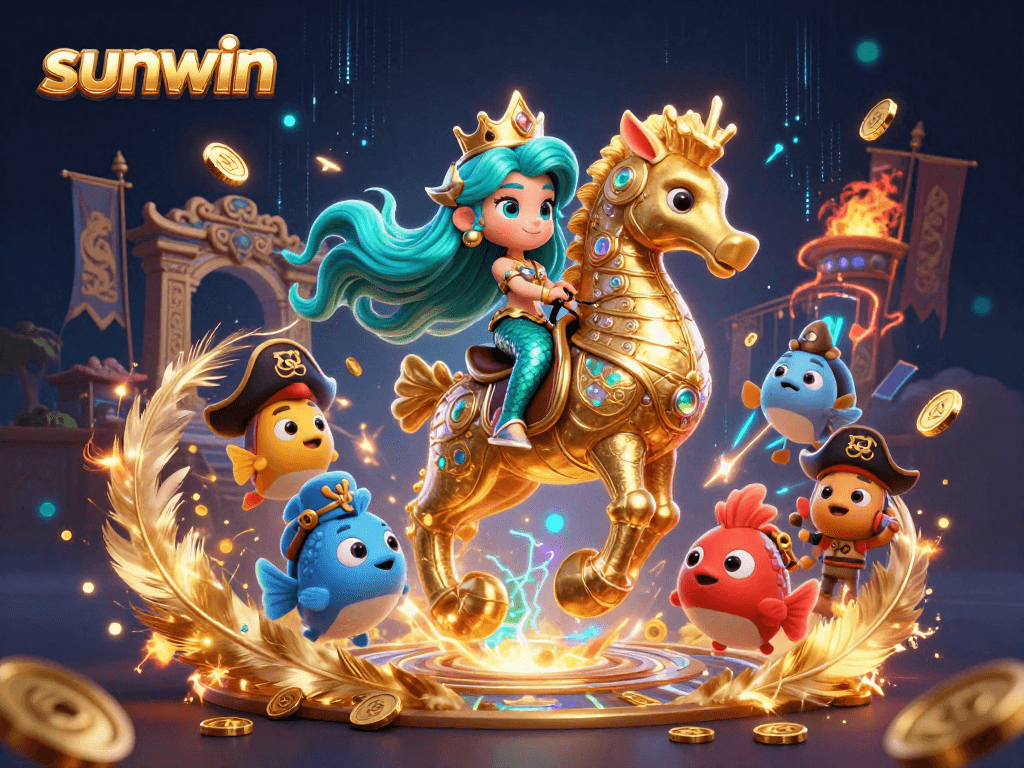 Engage with sunwin to experience thrilling gambling action featuring a mermaid princess and seahorse.