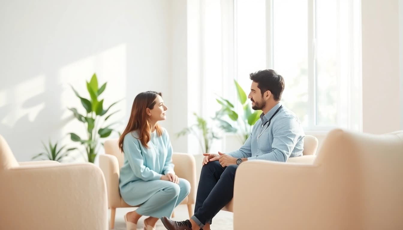 Enhancing emotional wellbeing through a calming therapy session in a serene setting.