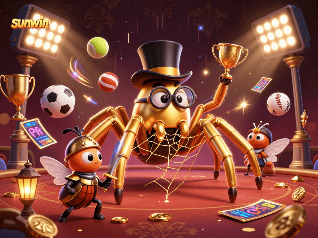 Engage with the thrilling dynamics of sunwin casino art featuring a golden tarantula and beetle knight.