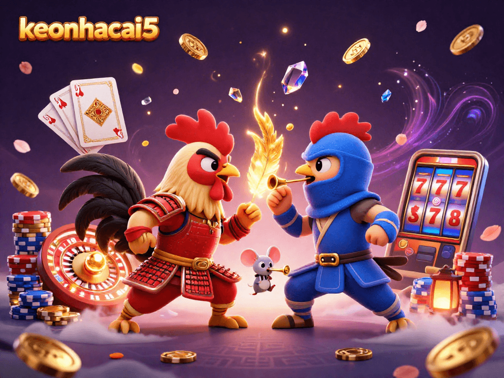 Witness the thrilling showdown of keonhacai5 with fighting roosters in dynamic casino action.