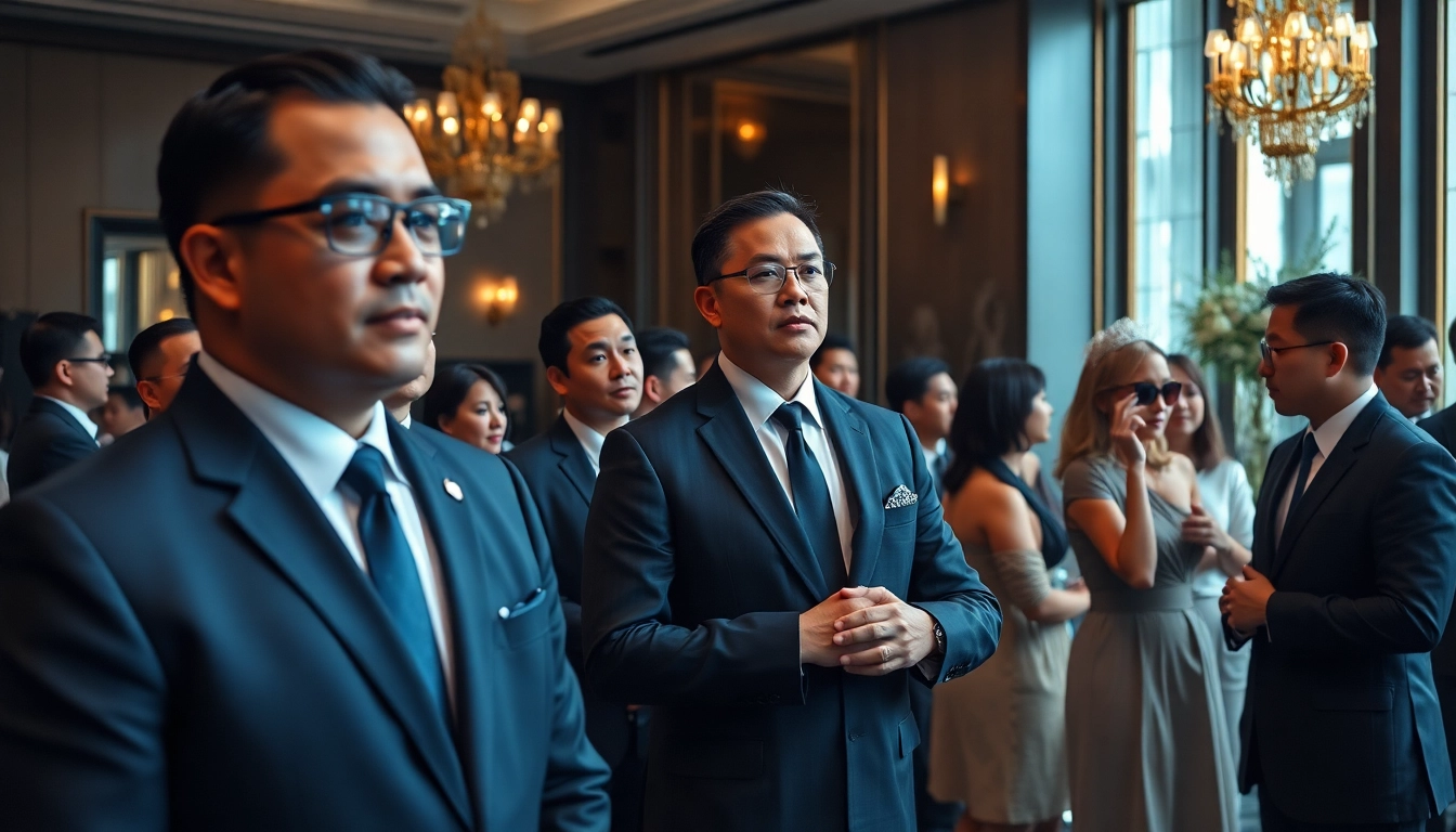 Close protection Hong Kong team ensuring safety at a luxury event with vigilance and professionalism.