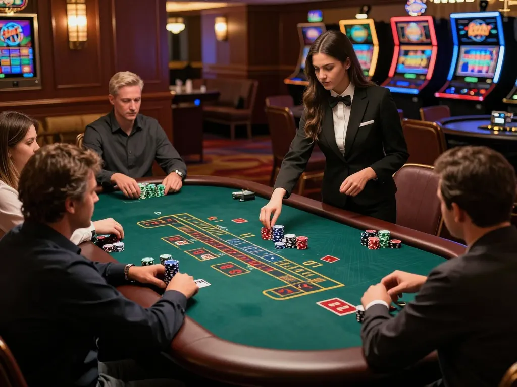 Engaged players in a sophisticated environment at trang chủ uu88 blackjack table during an exciting game.