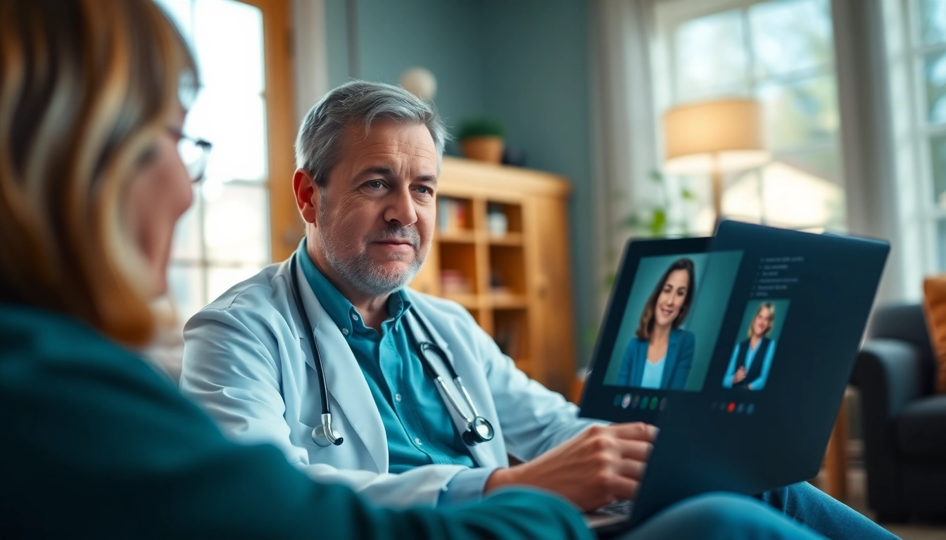 Online doctor visit without insurance in a telemedicine consultation with a caring physician.