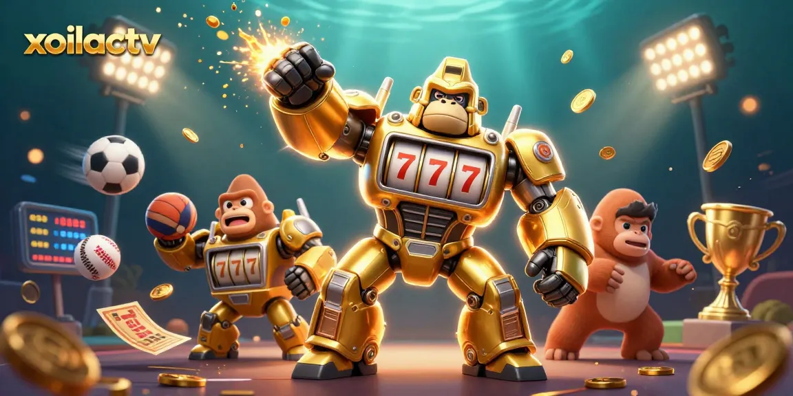 Xoilactv provides dynamic sports betting experiences with a golden gorilla mech theme.