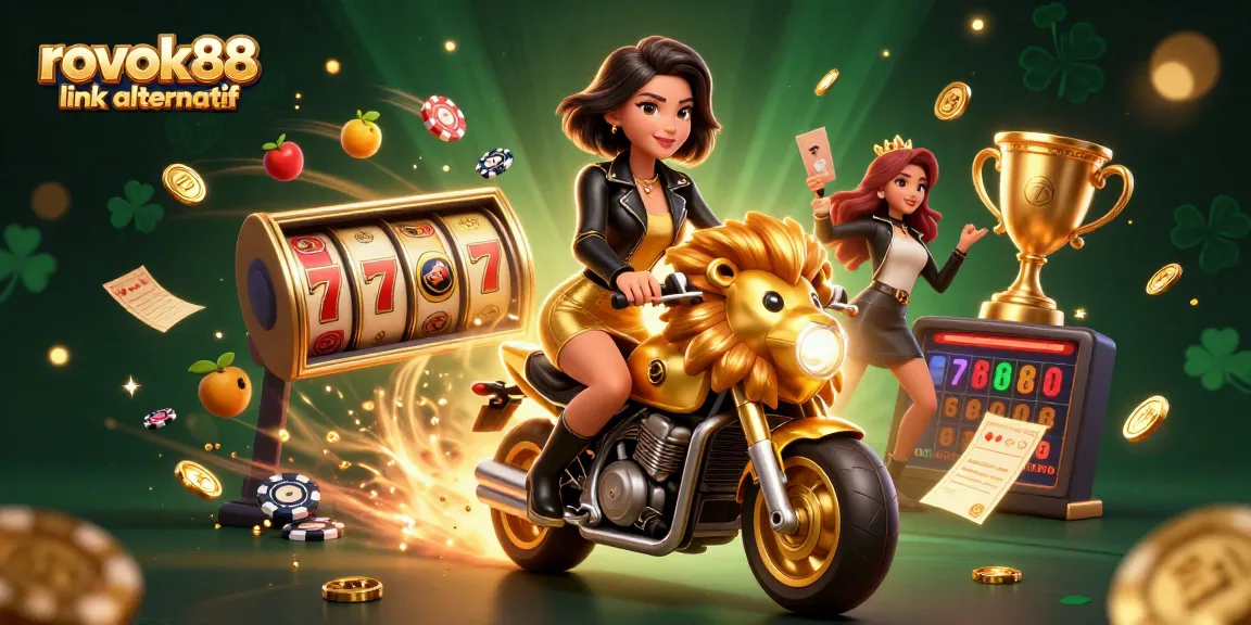 Experience thrilling games with rokok88 link alternatif's slot machines in vibrant 3D illustration.