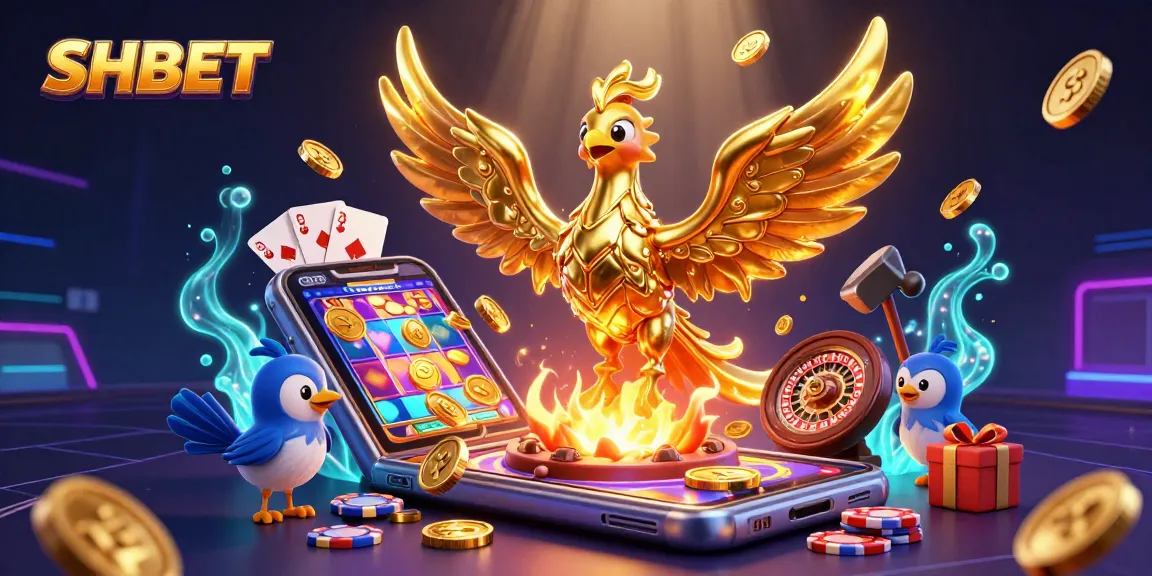 Experience thrilling game action at SHBET with a golden phoenix bringing fortune and prosperity.