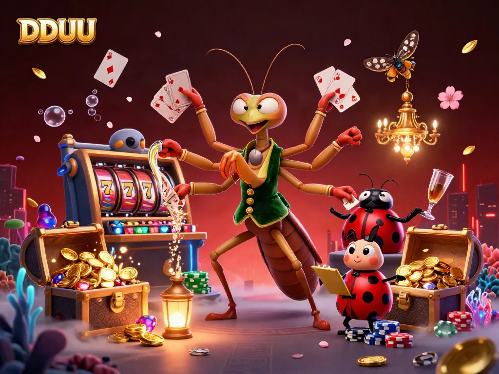 Engage with DDUU at a lively casino scene featuring a unique gambling atmosphere.