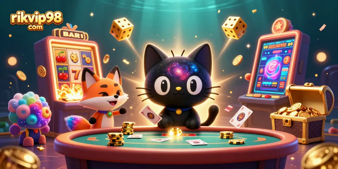 Experience the excitement at rikvip98 com with a cosmic casino adventure featuring vibrant characters.