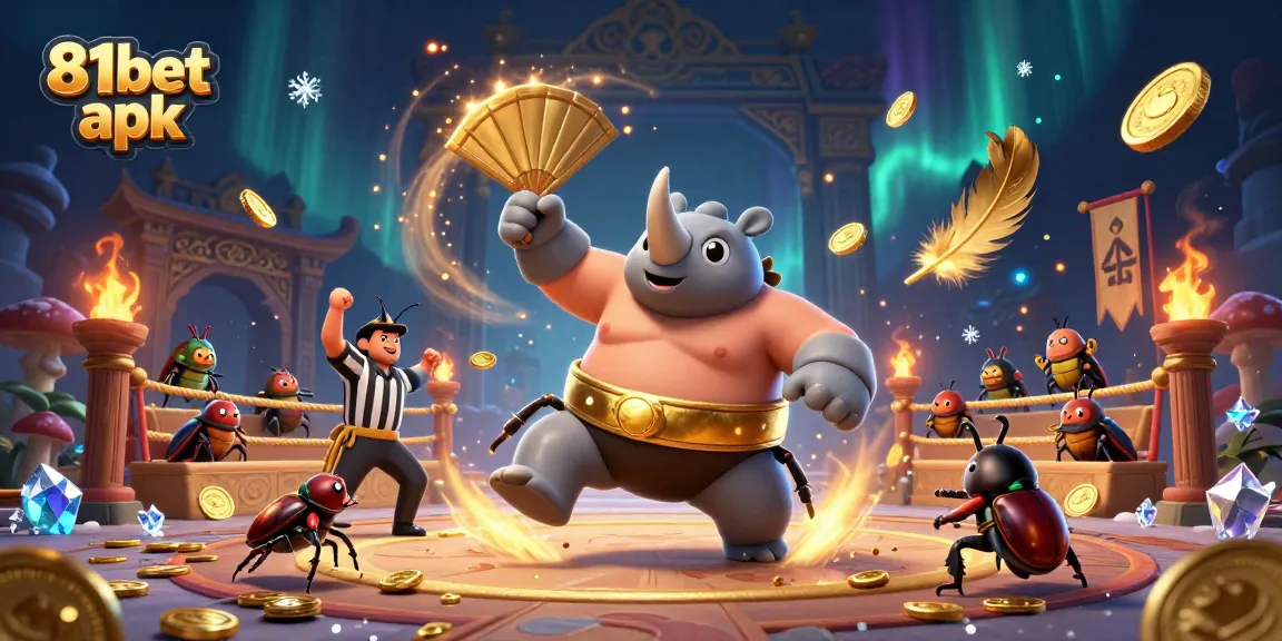 Experience the excitement of betting with the dynamic 81bet apk illustration showing a beetle champion.