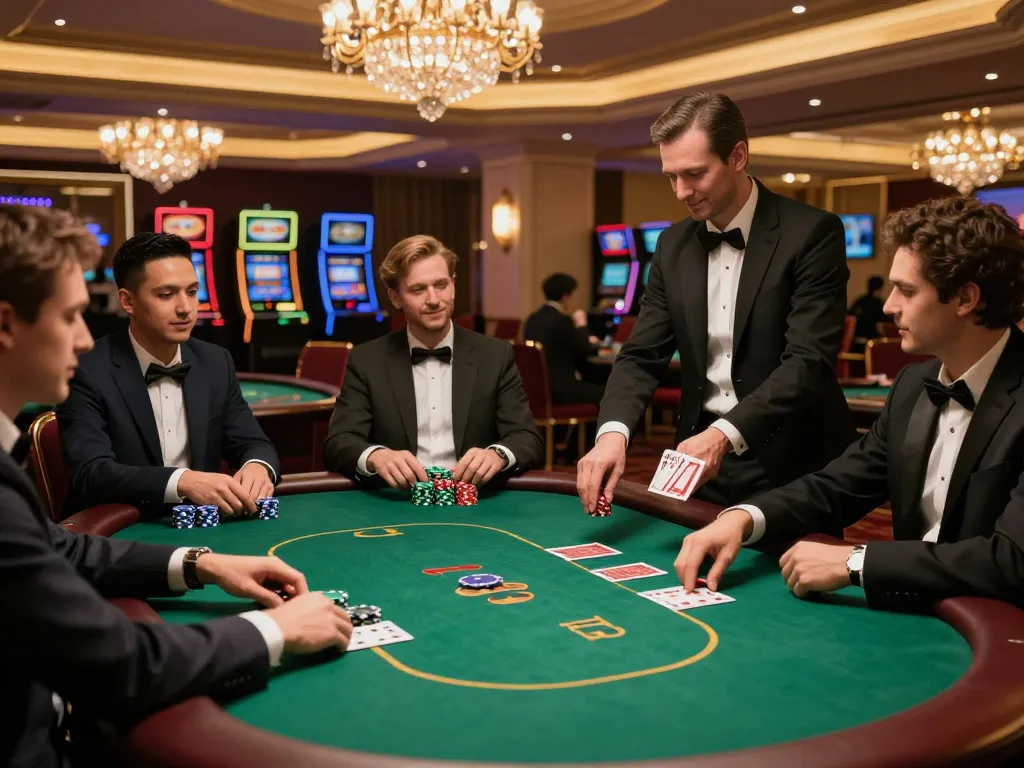 Players engaged in an exciting poker game at 22ff.br.com casino, showcasing strategy and lively atmosphere.