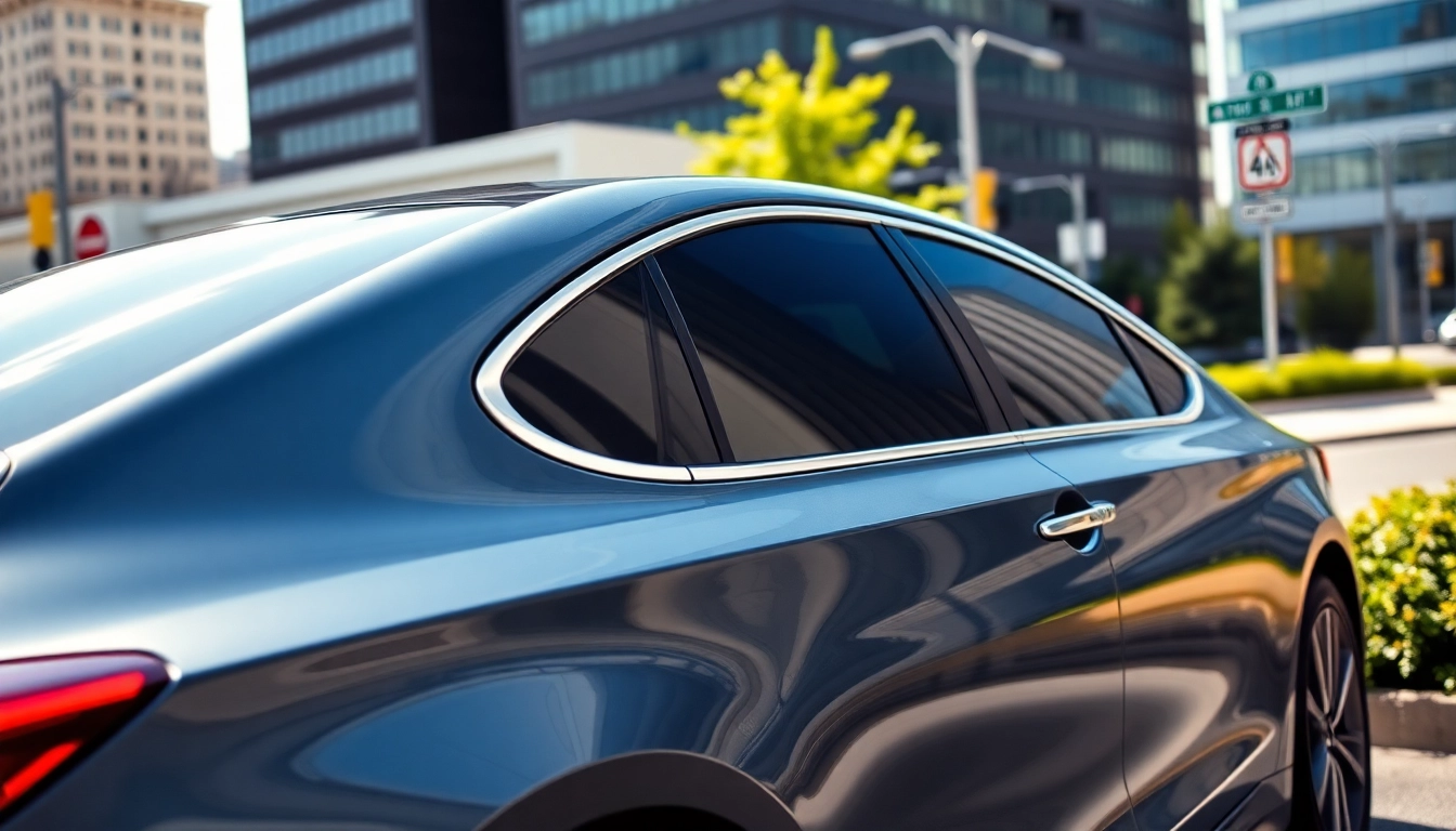 Showcase of best window tint Chattanooga TN on a sleek car in an urban setting.