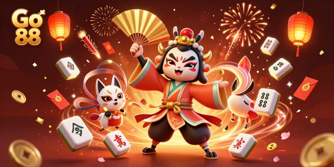 Experience Go 88 with engaging 3D illustration showcasing vibrant casino elements and characters.
