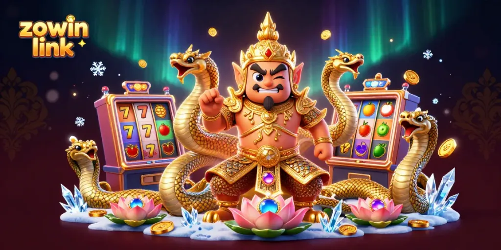 Experience the thrill of gaming with the zowin link illustrated in a vibrant casino scene.
