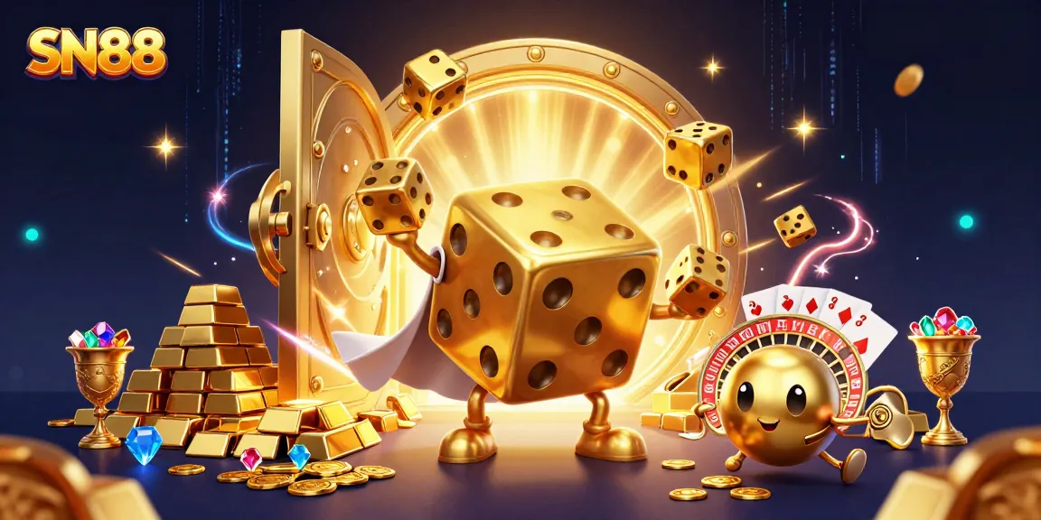 SN88 transforms bets with engaging golden dice golem and dynamic casino elements.