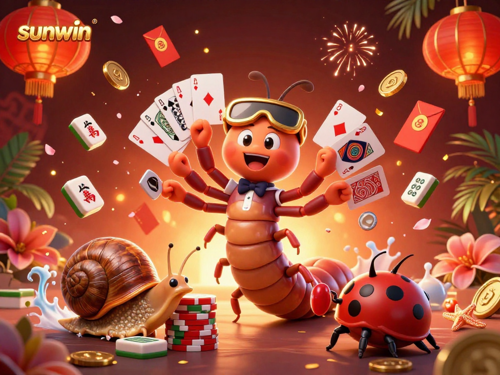 Experience sunwin's thrilling casino scene with dynamic characters and colorful elements.