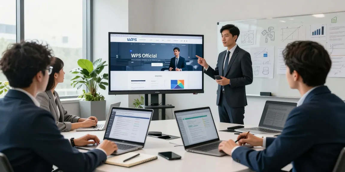 Team collaborating in a modern office discussing the WPS Official Website design and strategy.
