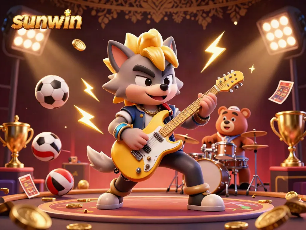 Experience thrilling action on a lively casino stage with sunwin's vibrant characters and game elements.