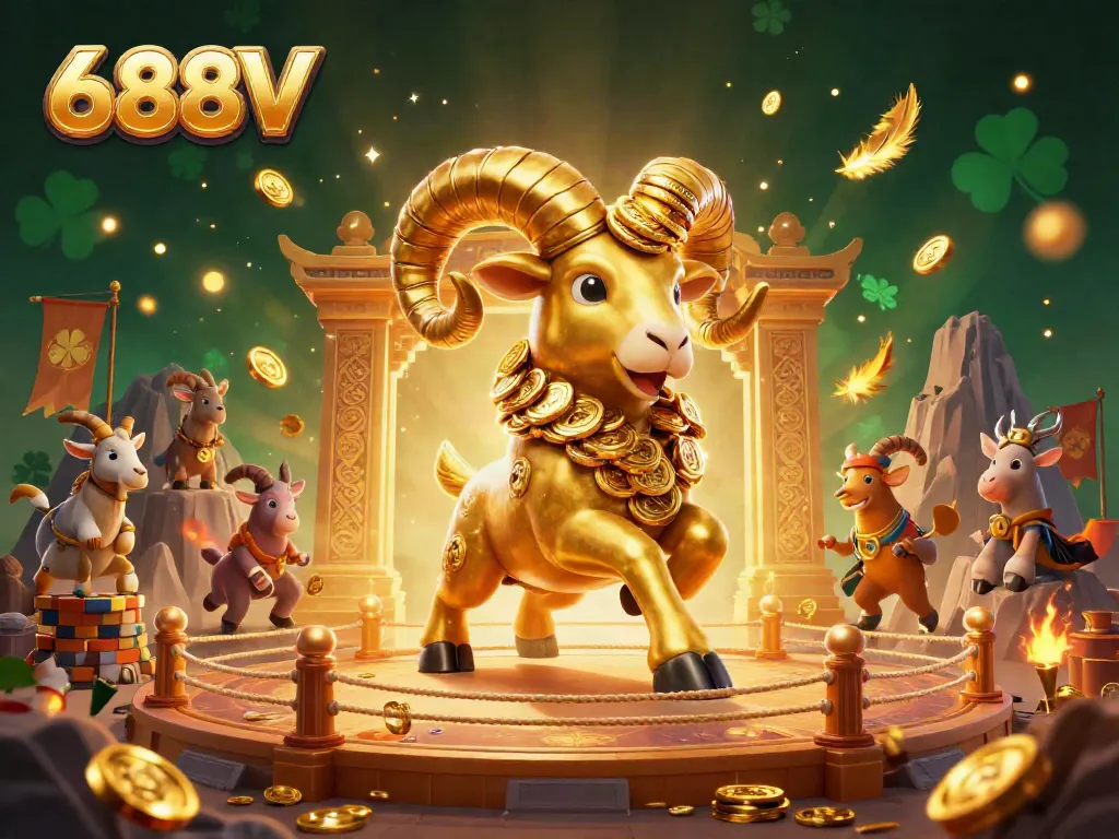 Engage with the exciting world of 688V, where golden ram-themed casino elements and vibrant action await.