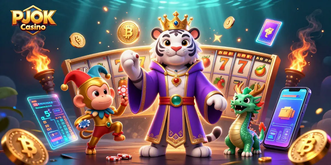 Experience thrilling gameplay at PJOK Casino with various stunning slot games and engaging characters.