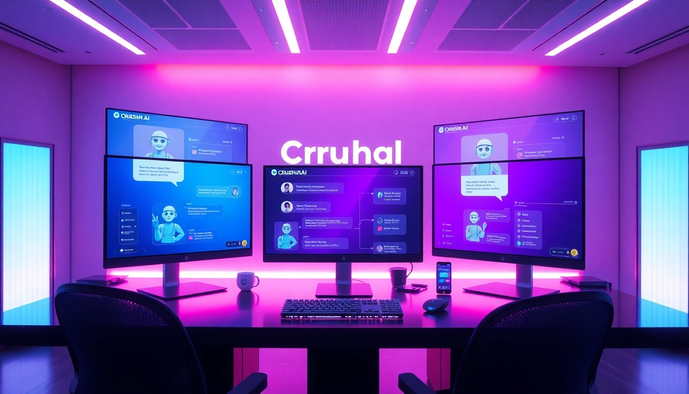 Interactive Crushon AI interface showcasing advanced chat features in a sleek digital workspace.