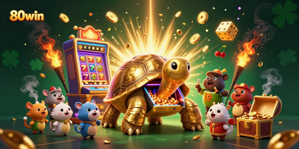 Engage in thrilling 80win casino games featuring a playful tortoise pinball and dynamic slot machine.