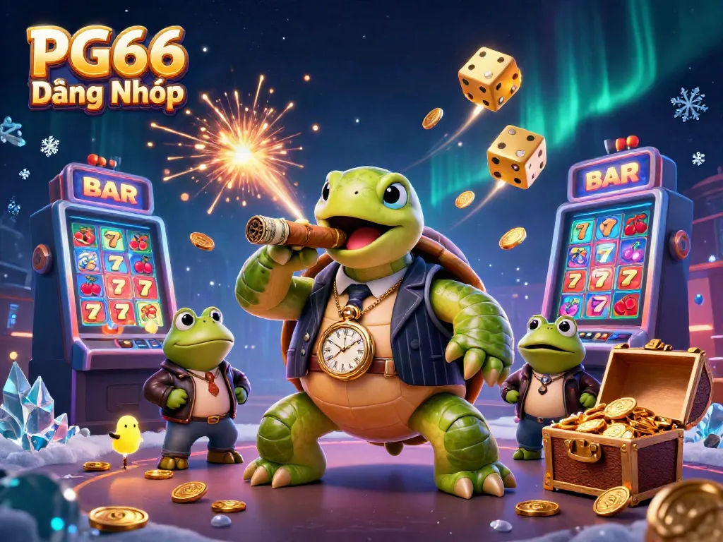 Experience excitement at PG66 Đăng Nhập with a lively visual featuring animated casino characters and winning elements.