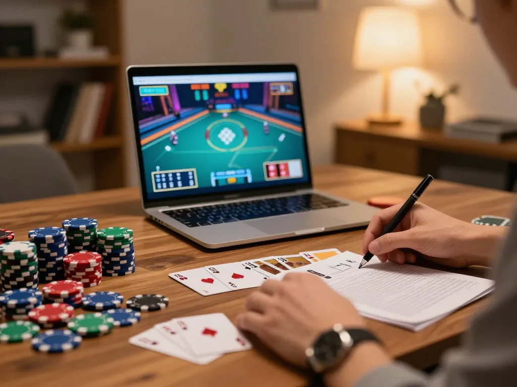 link alternatif rokok88 showing a person analyzing poker strategies during an engaging online session.