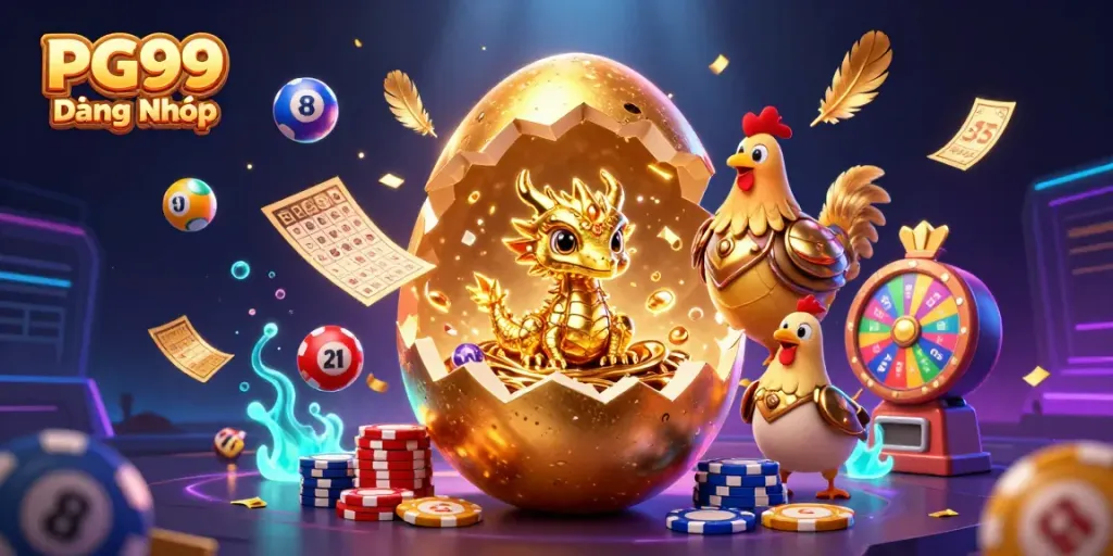 Engage in exciting online gaming with PG99 Đăng Nhập, showcasing a vibrant 3D casino scene.