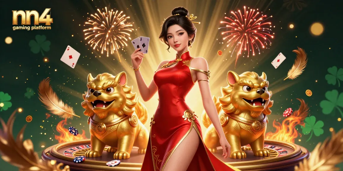 Experience the excitement of nn4 gaming platform with a glamorous Asian character amidst stunning casino elements.