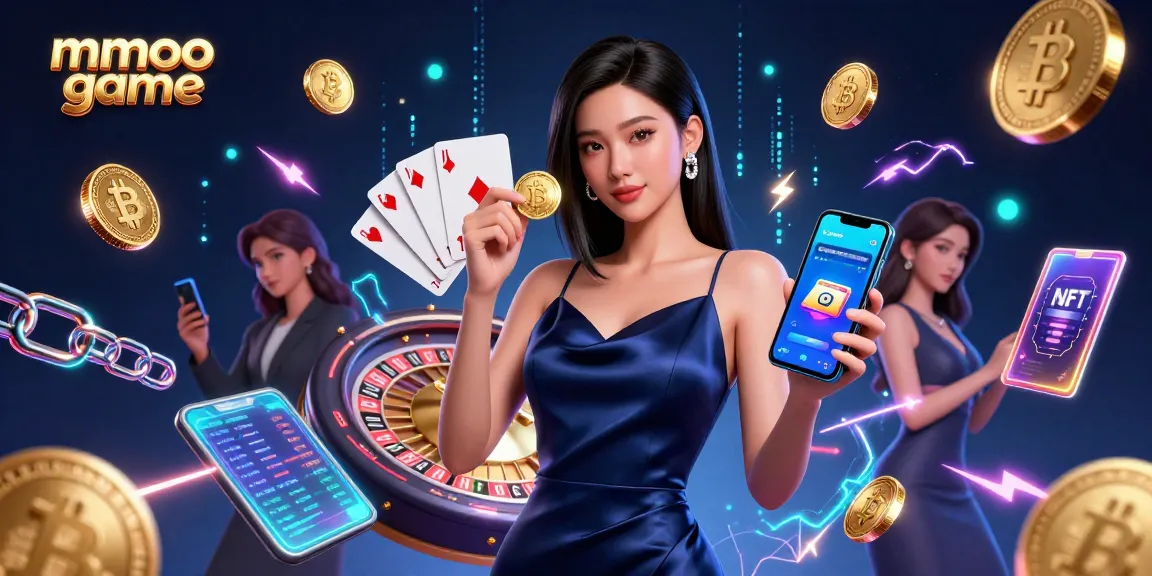 Play the exciting mmoo game with stunning visuals, a confident player, and vibrant casino elements.