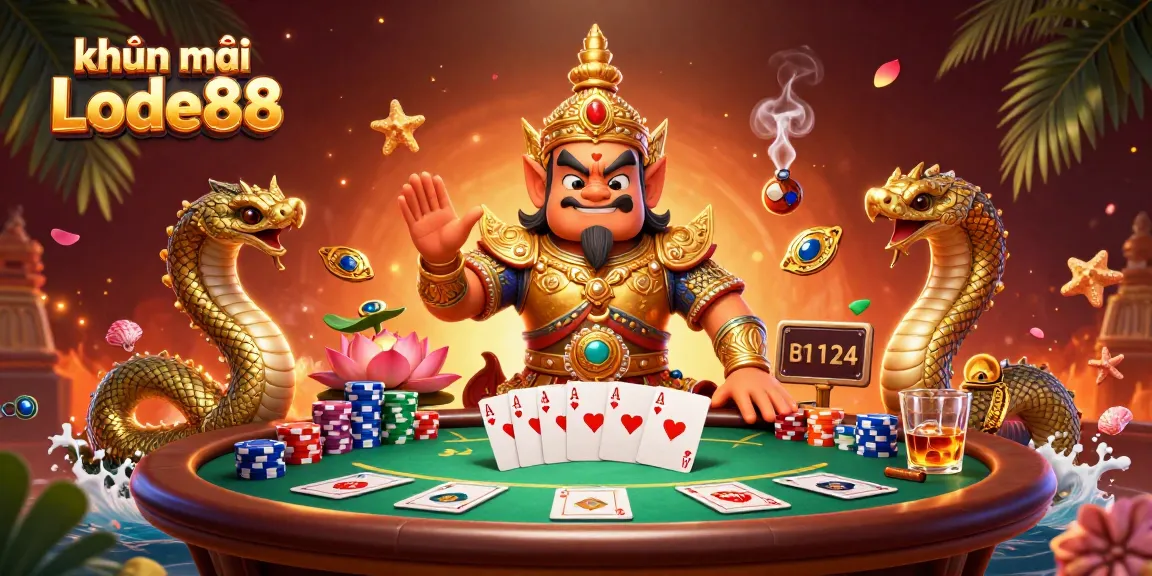 Engage with khuyến mãi Lode88 through a vibrant 3D casino scene filled with action.
