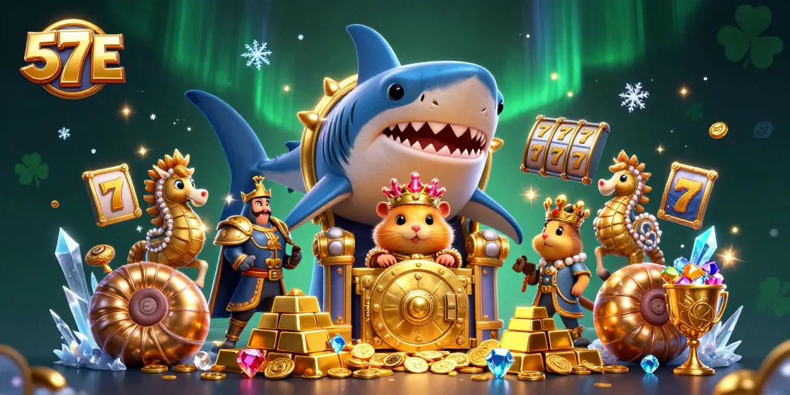 Experience thrilling slots and jackpots at 57E with golden treasures and sparkling gems.