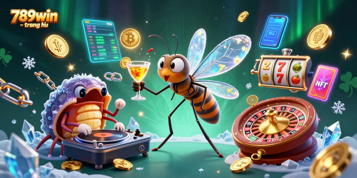 Experience thrilling gaming with 789win - trang chủ featuring unique casino characters and vibrant crypto elements.